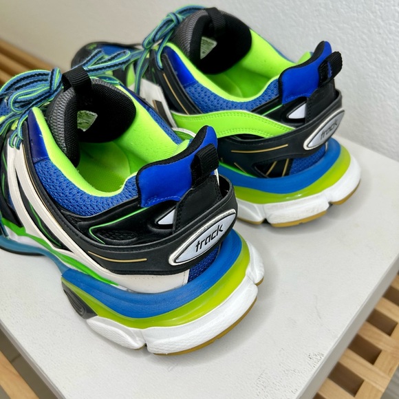 Balenciaga Track Runway BLK/Grey/Grn/Blue Mesh Leather Size 12 (45) - Picture 3 of 9